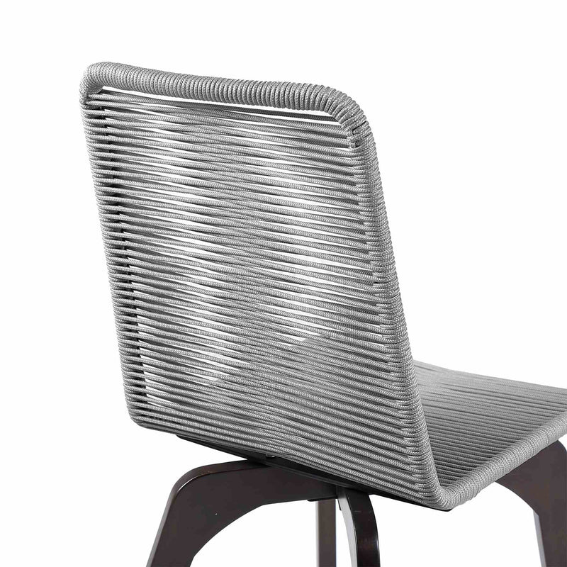 Island Outdoor Dark Eucalyptus Wood and Silver Rope Dining Chairs - Set of 2 - Furniture City (CA)l