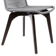 Island Outdoor Dark Eucalyptus Wood and Silver Rope Dining Chairs - Set of 2 - Furniture City (CA)l
