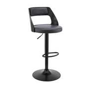 Itzan Adjustable Swivel Gray Faux Leather and Black Wood Bar Stool with Black Base - Furniture City (CA)l
