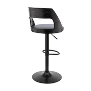 Itzan Adjustable Swivel Gray Faux Leather and Black Wood Bar Stool with Black Base - Furniture City (CA)l