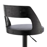 Itzan Adjustable Swivel Gray Faux Leather and Black Wood Bar Stool with Black Base - Furniture City (CA)l