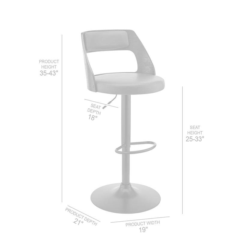 Itzan Adjustable Swivel Gray Faux Leather and Black Wood Bar Stool with Black Base - Furniture City (CA)l