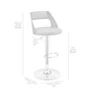 Itzan Adjustable Swivel Cream Faux Leather and Walnut Wood Bar Stool with Chrome Base - Furniture City (CA)l