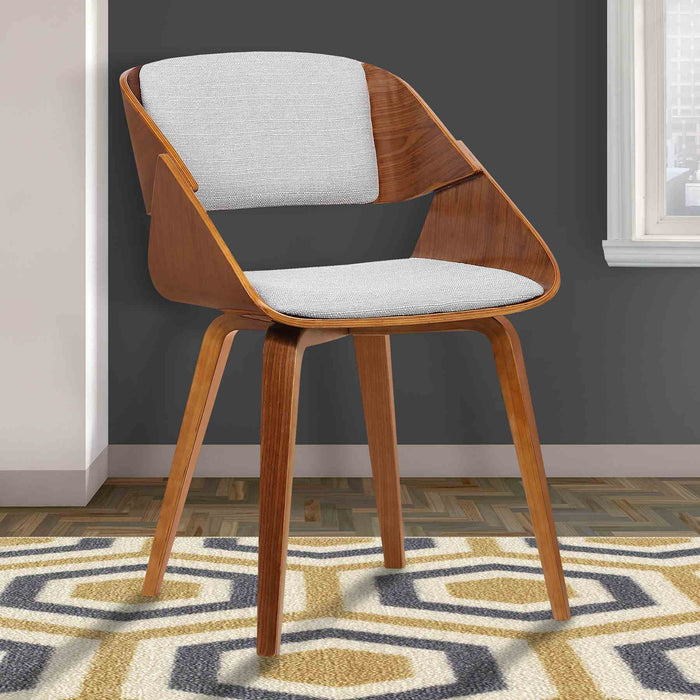 Ivy Mid-Century Dining Chair in Gray Fabric with Walnut Wood