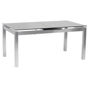 Ivan Extension Dining Table in Brushed Stainless Steel and Gray Tempered Glass Top - Furniture City (CA)l