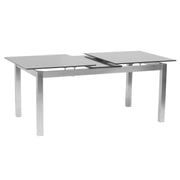 Ivan Extension Dining Table in Brushed Stainless Steel and Gray Tempered Glass Top - Furniture City (CA)l