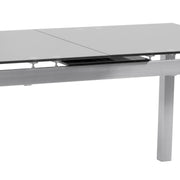Ivan Extension Dining Table in Brushed Stainless Steel and Gray Tempered Glass Top - Furniture City (CA)l