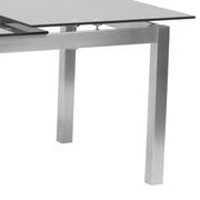 Ivan Extension Dining Table in Brushed Stainless Steel and Gray Tempered Glass Top - Furniture City (CA)l