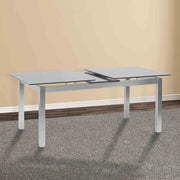 Ivan Extension Dining Table in Brushed Stainless Steel and Gray Tempered Glass Top - Furniture City (CA)l