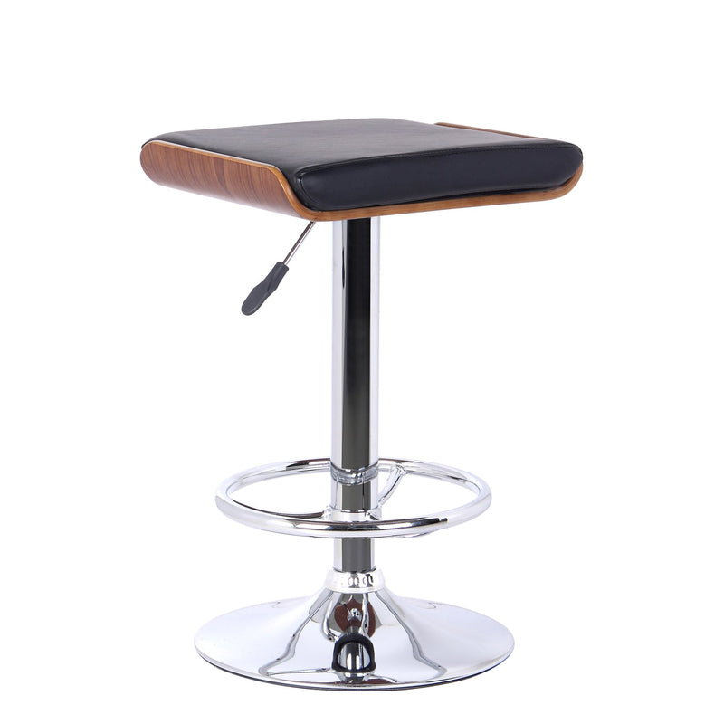 Java Barstool in Chrome finish with Walnut wood and Black Faux Leather - Furniture City (CA)l