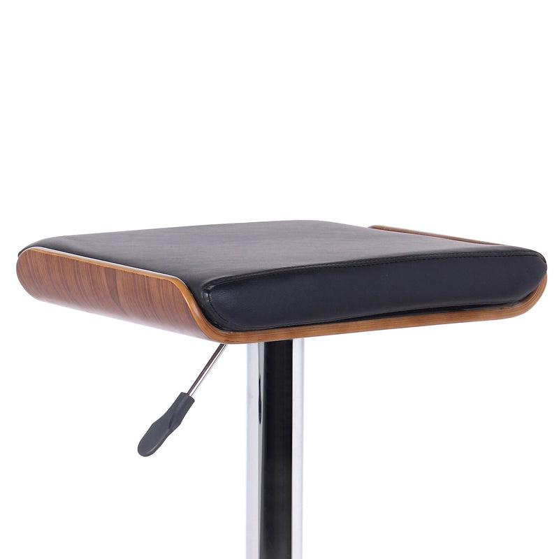 Java Barstool in Chrome finish with Walnut wood and Black Faux Leather - Furniture City (CA)l