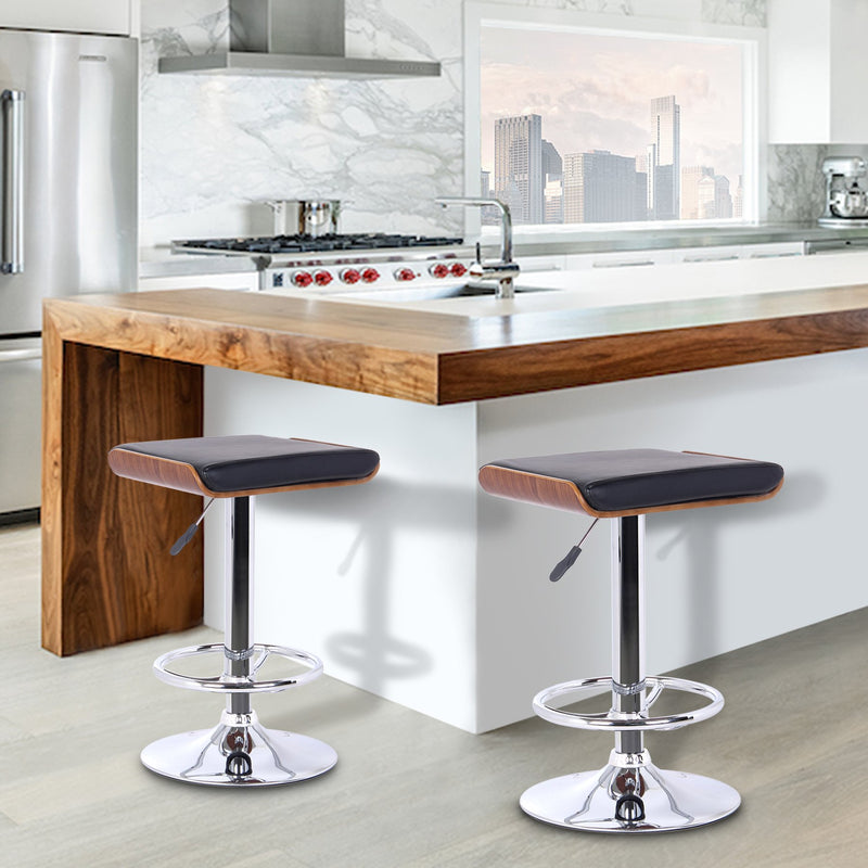 Java Barstool in Chrome finish with Walnut wood and Black Faux Leather - Furniture City (CA)l