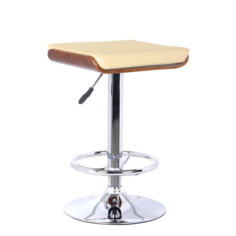 Java Barstool in Chrome finish with Walnut wood and Cream Faux Leather - Furniture City (CA)l