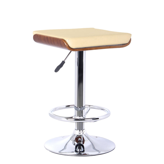Java Barstool in Chrome finish with Walnut wood and Cream Faux Leather
