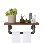 24" Jarrett Industrial Pine Wood Floating Wall Shelf in Gray and Walnut Finish - Furniture City (CA)l