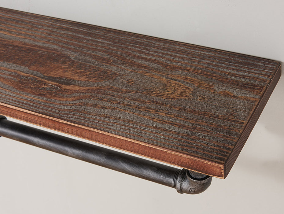 24" Jarrett Industrial Pine Wood Floating Wall Shelf in Gray and Walnut Finish