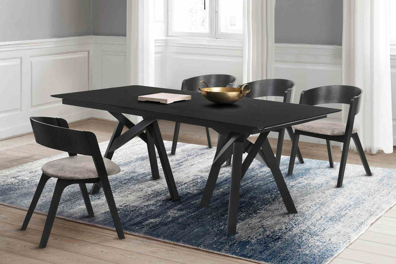 Jackie Mid-Century Upholstered Dining Chairs in Black finish - Set of 2 - Furniture City (CA)l