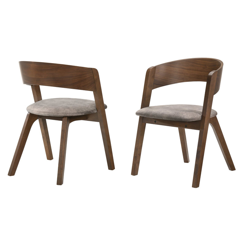 Jackie Mid-Century Upholstered Dining Chairs in Walnut finish - Set of 2 - Furniture City (CA)l