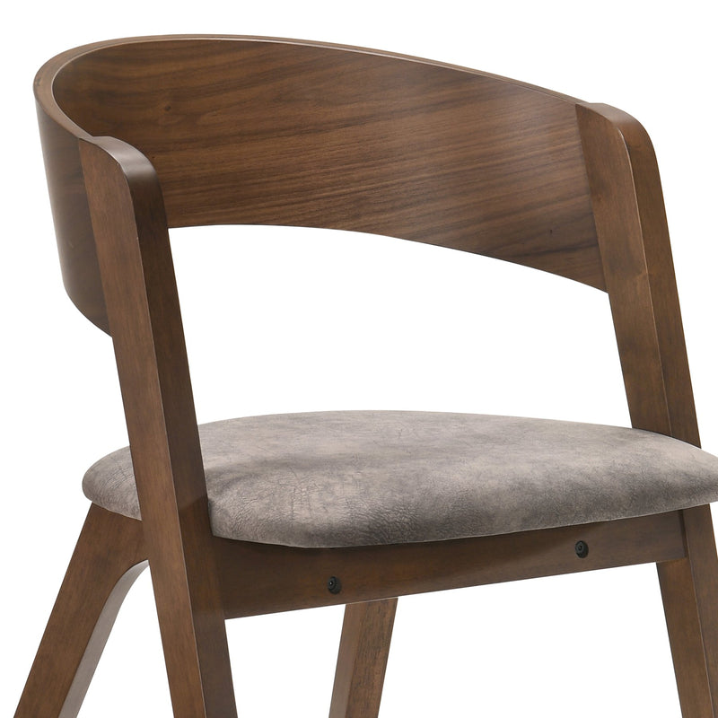 Jackie Mid-Century Upholstered Dining Chairs in Walnut finish - Set of 2 - Furniture City (CA)l