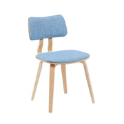 Jaguar Mid-Century Upholstered Dining Chair in Light Blue and Patterned Oak Finish - Furniture City (CA)l