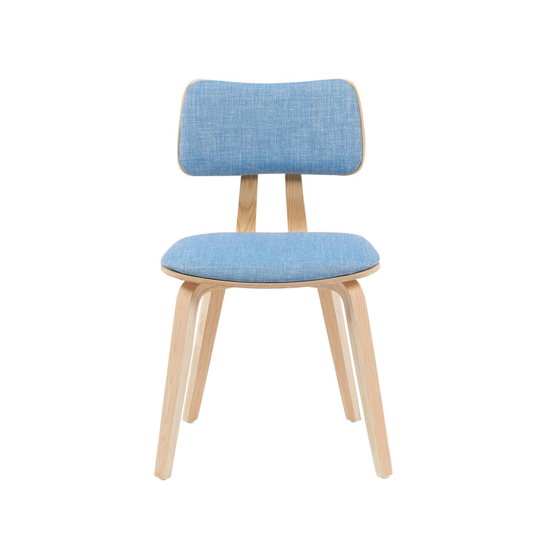 Jaguar Mid-Century Upholstered Dining Chair in Light Blue and Patterned Oak Finish - Furniture City (CA)l