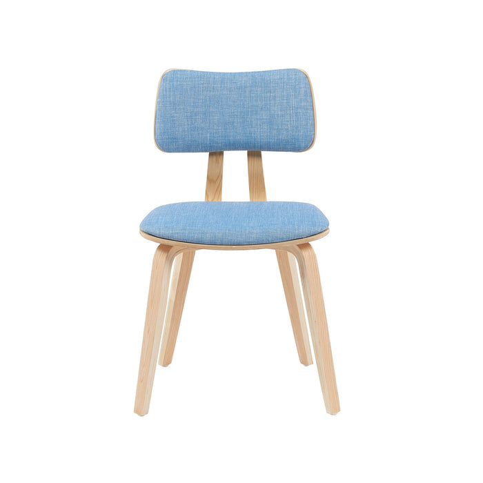 Jaguar Mid-Century Upholstered Dining Chair in Light Blue and Patterned Oak Finish