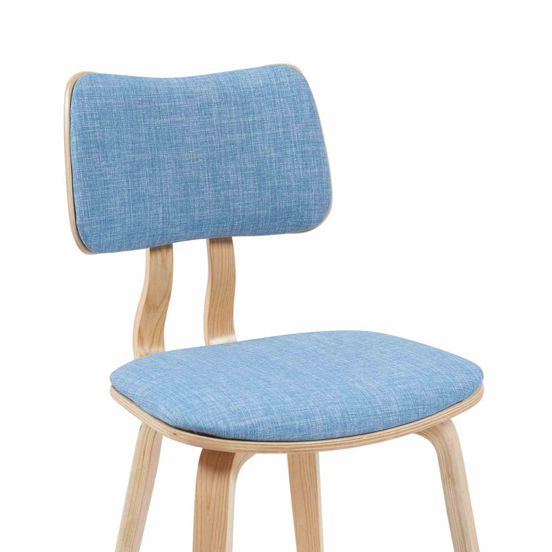 Jaguar Mid-Century Upholstered Dining Chair in Light Blue and Patterned Oak Finish - Furniture City (CA)l