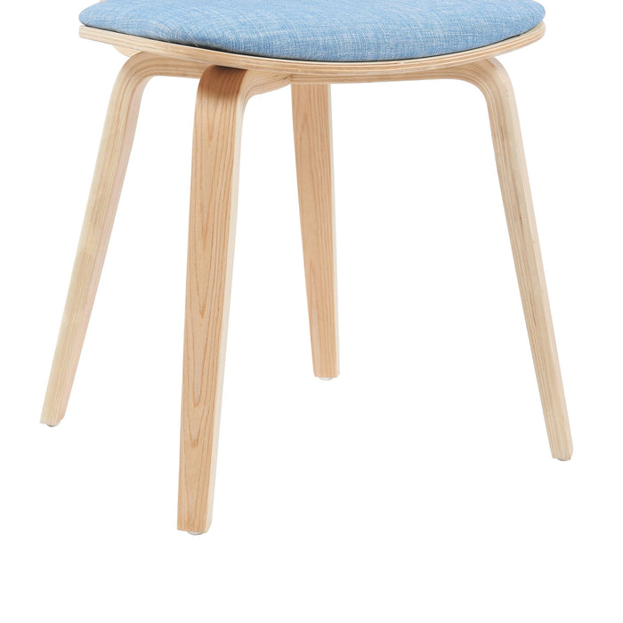 Jaguar Mid-Century Upholstered Dining Chair in Light Blue and Patterned Oak Finish