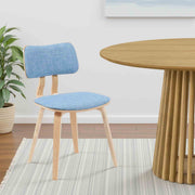 Jaguar Mid-Century Upholstered Dining Chair in Light Blue and Patterned Oak Finish - Furniture City (CA)l
