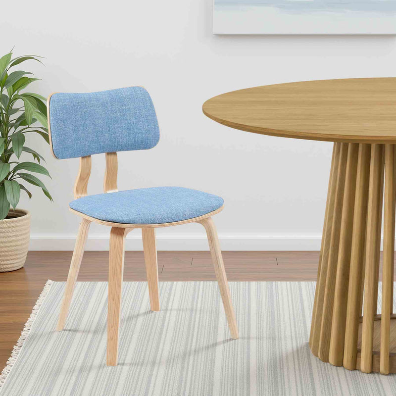 Jaguar Mid-Century Upholstered Dining Chair in Light Blue and Patterned Oak Finish - Furniture City (CA)l
