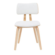 Jaguar Mid-Century Upholstered Dining Chair in White Boucle and Patterned Oak Finish - Furniture City (CA)l