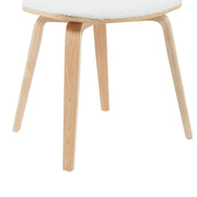 Jaguar Mid-Century Upholstered Dining Chair in White Boucle and Patterned Oak Finish - Furniture City (CA)l