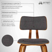 Jaguar Mid-Century Dining Chair in Walnut Wood and Charcoal Fabric - Furniture City (CA)l