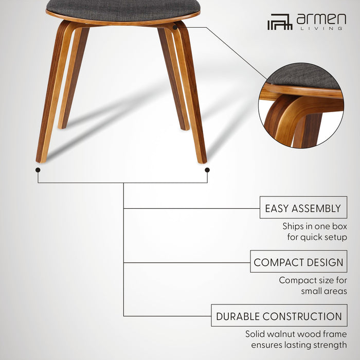 Jaguar Mid-Century Dining Chair in Walnut Wood and Charcoal Fabric