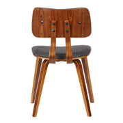 Jaguar Mid-Century Dining Chair in Walnut Wood and Charcoal Fabric - Furniture City (CA)l