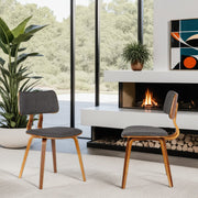 Jaguar Mid-Century Dining Chair in Walnut Wood and Charcoal Fabric - Furniture City (CA)l
