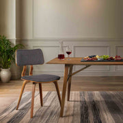 Jaguar Mid-Century Dining Chair in Walnut Wood and Charcoal Fabric - Furniture City (CA)l