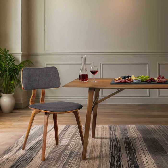 Jaguar Mid-Century Dining Chair in Walnut Wood and Charcoal Fabric