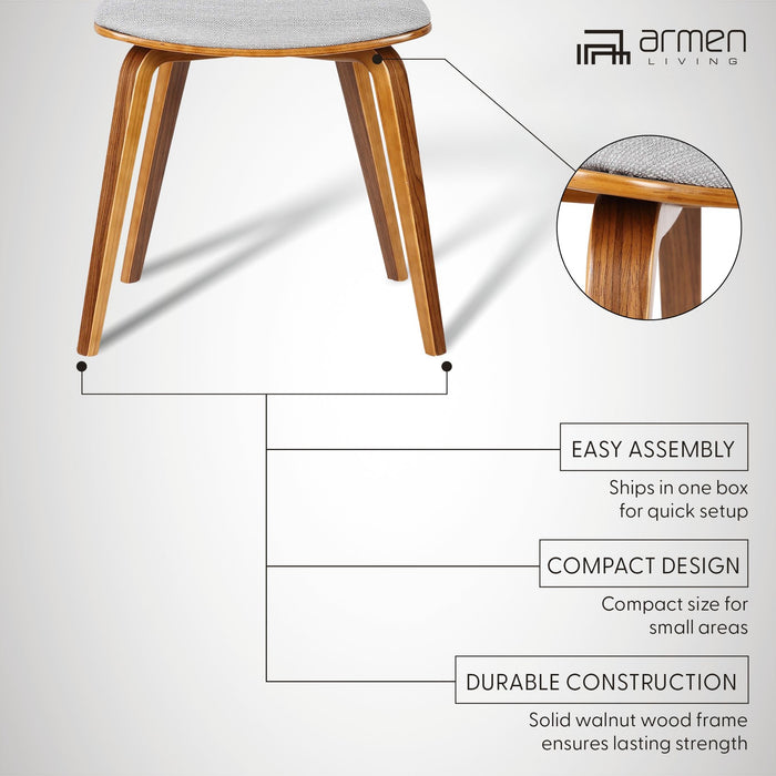 Jaguar Mid-Century Dining Chair in Walnut Wood and Gray Fabric