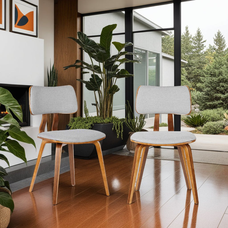 Jaguar Mid-Century Dining Chair in Walnut Wood and Gray Fabric - Furniture City (CA)l
