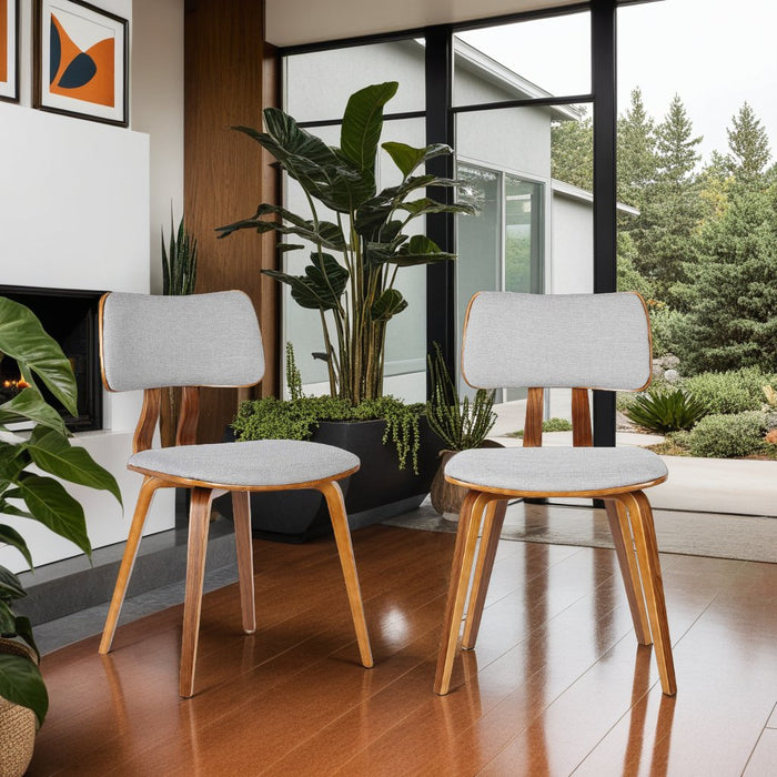 Jaguar Mid-Century Dining Chair in Walnut Wood and Gray Fabric