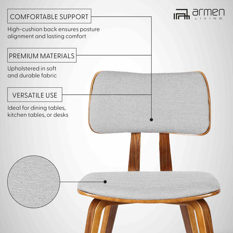 Jaguar Mid-Century Dining Chair in Walnut Wood and Gray Fabric - Furniture City (CA)l