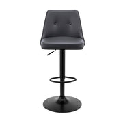 Jacob Adjustable Swivel Gray Faux Leather and Black Wood Bar Stool with Black Base - Furniture City (CA)l