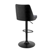 Jacob Adjustable Swivel Gray Faux Leather and Black Wood Bar Stool with Black Base - Furniture City (CA)l