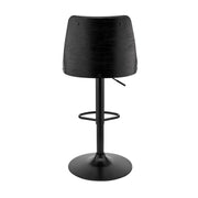 Jacob Adjustable Swivel Gray Faux Leather and Black Wood Bar Stool with Black Base - Furniture City (CA)l