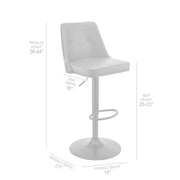 Jacob Adjustable Swivel Gray Faux Leather and Black Wood Bar Stool with Black Base - Furniture City (CA)l