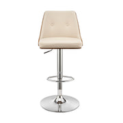 Jacob Adjustable and Swivel Cream Faux Leather and Walnut Wood Bar Stool with Chrome Base - Furniture City (CA)l