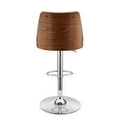 Jacob Adjustable and Swivel Cream Faux Leather and Walnut Wood Bar Stool with Chrome Base - Furniture City (CA)l