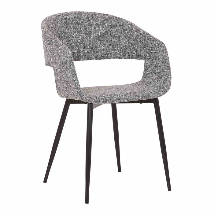Jocelyn Mid-Century Gray Dining Accent Chair with Black Metal Legs
