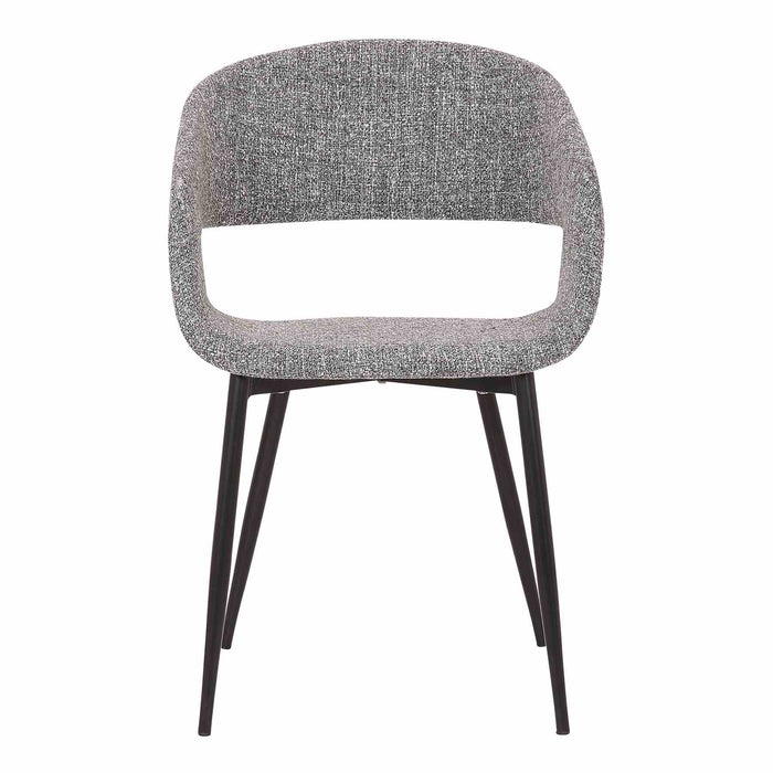 Jocelyn Mid-Century Gray Dining Accent Chair with Black Metal Legs